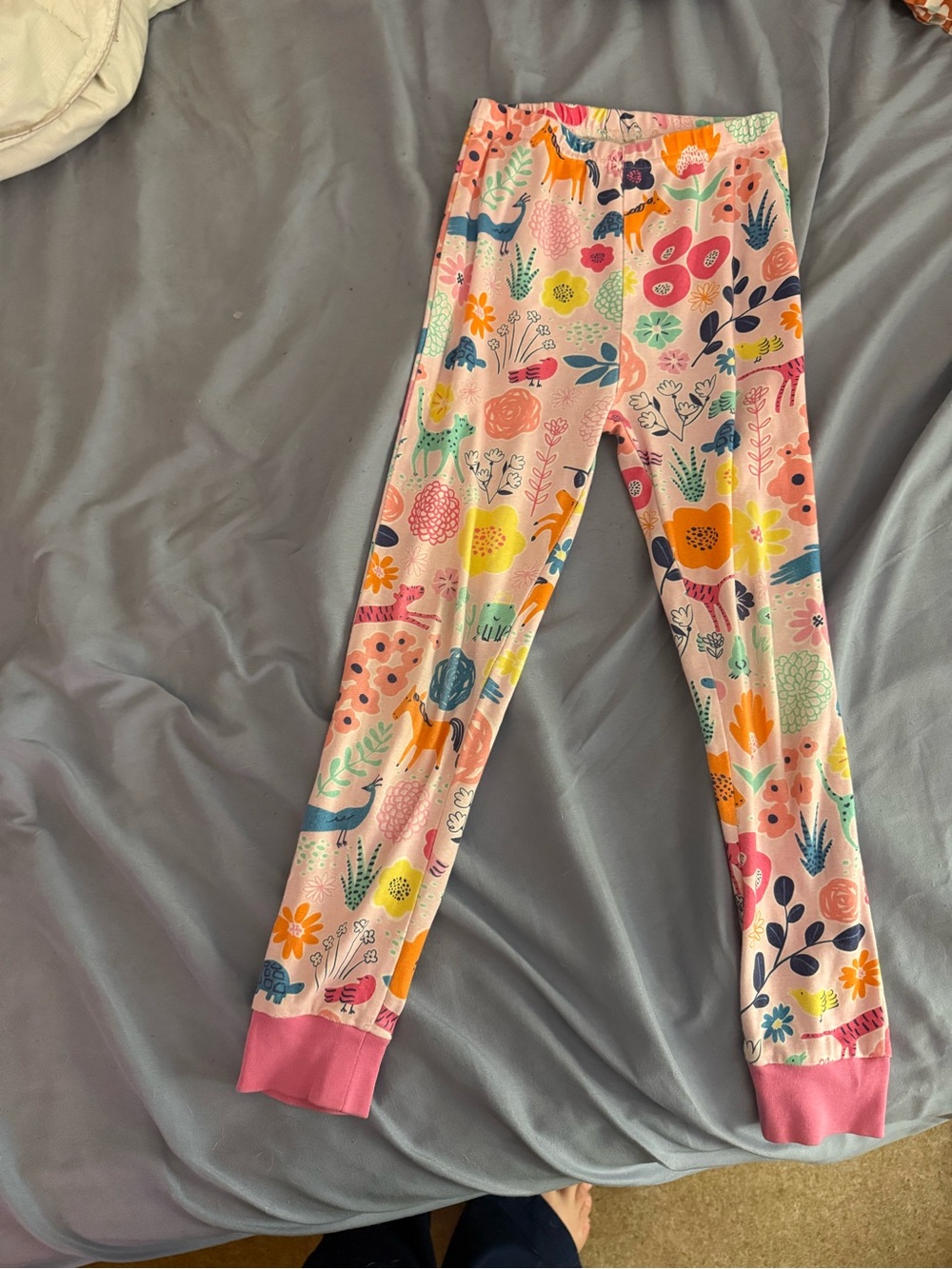 Pottery Barn Kids Pink Floral & Animal Print Pajama Bottoms